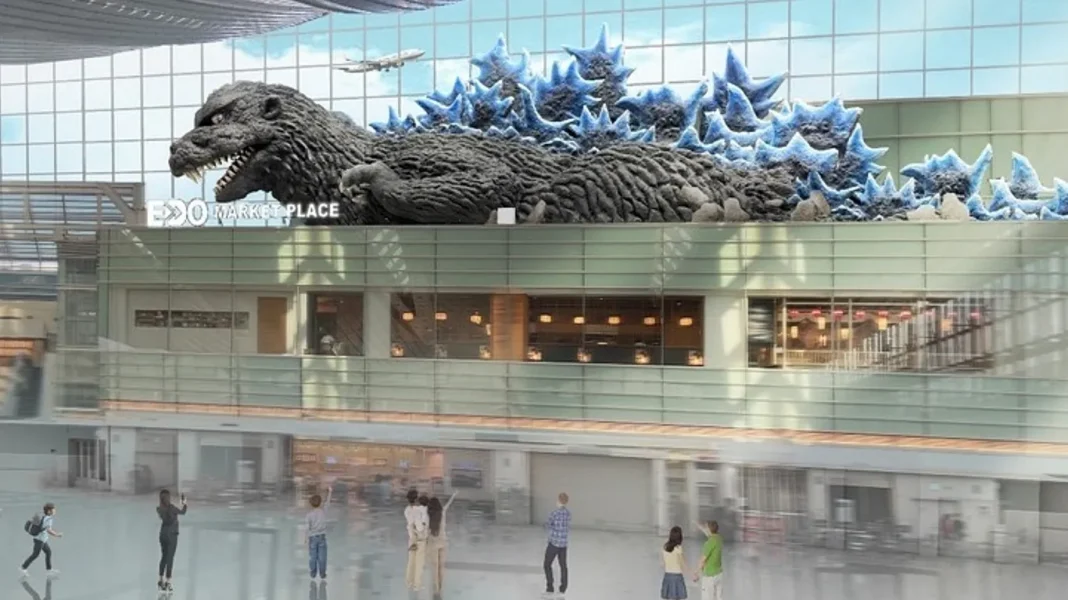 Tokyo’s Haneda airport bids travellers farewell with a colossal Godzilla installation -video